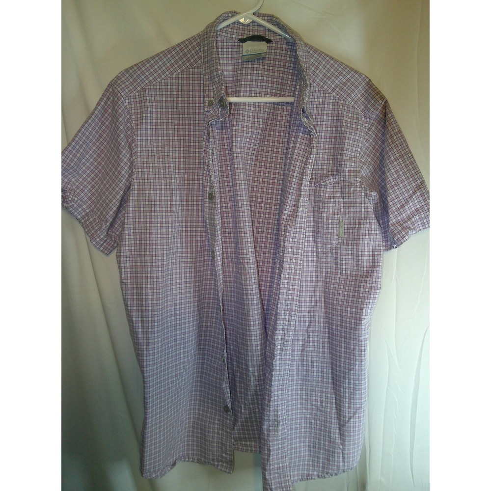 Columbia Plaid Button Up Short Sleeve Casual Shirt Mens Size M